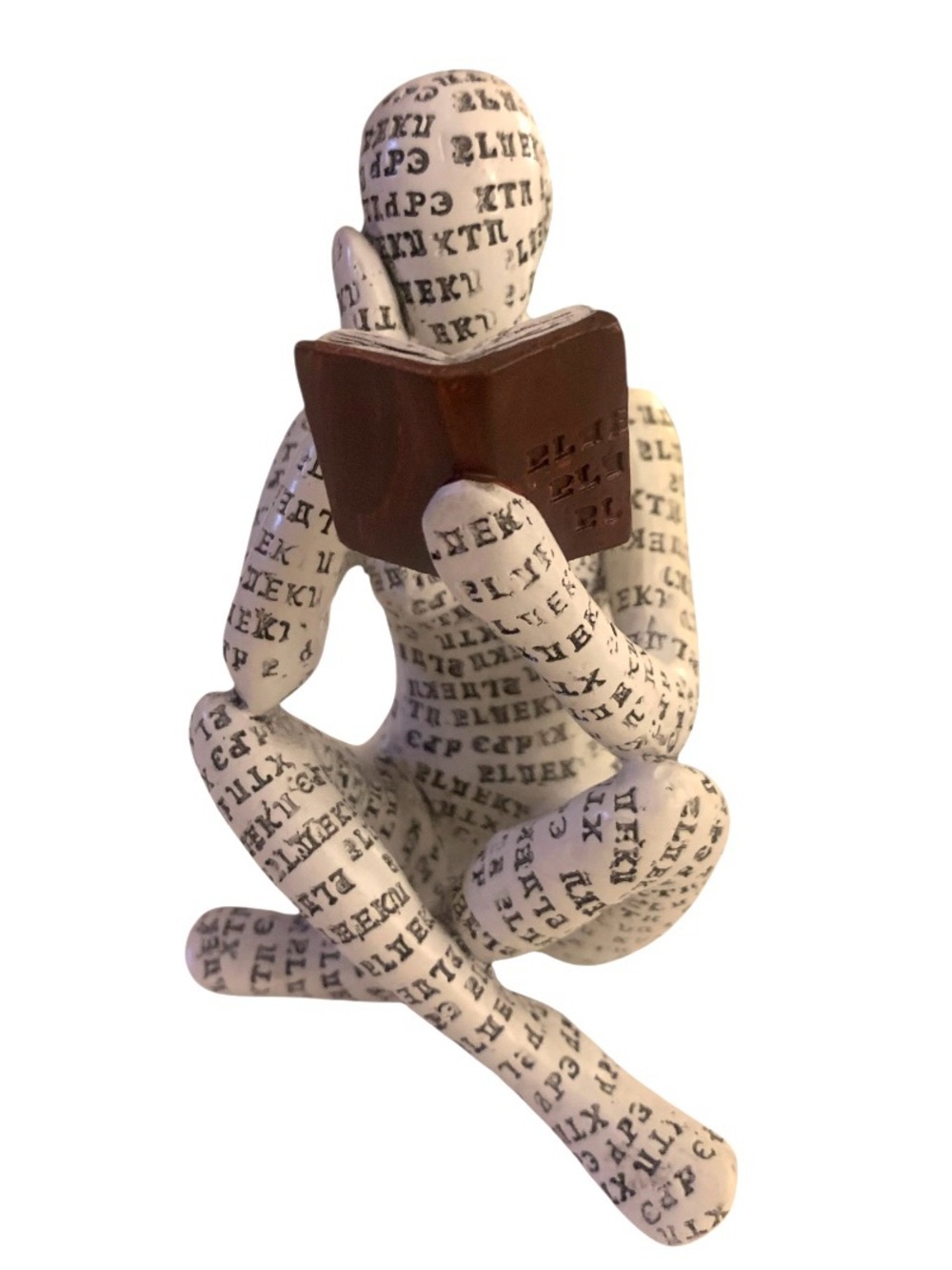 Reading Woman Figurine Modern Art Shelf Sitter Decor Thinker Style Book Club